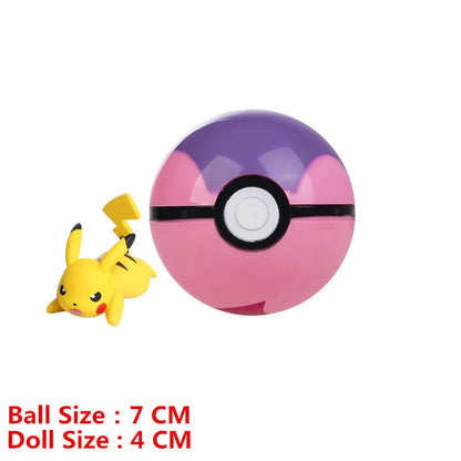 Pokemon Pokeball With Cartoons Movie Anime Figure Pikachu Charmander Eevee Squirtle Vulpix Quality Pet Action Model Toys Gifts