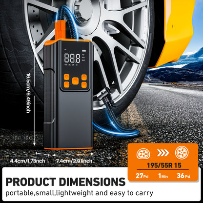 Tire Inflator Portable Air Compressor - 150PSI Air Compressor with Tire Pressure Gauge, LED Light, High-capacity And 3X Faster Portable Air Pump Suitable for Cars, Bikes & Motorcycle Tires, Balla
