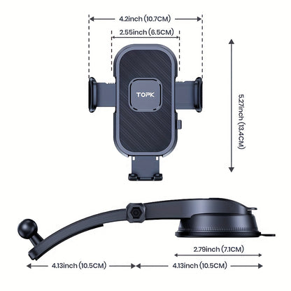 [Upgraded Car Phone Holder] TOPK D38-C Car Phone Holder Mount | Upgraded Adjustable horizontally and vertically Cell Phone Holder for Car Dashboard Compatible with All Phones