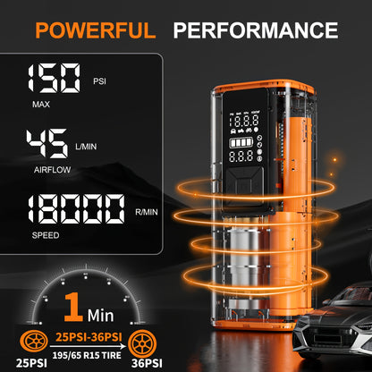 Portable Tire Inflator, Air Compressor Air PumpWith Digital Pressure Gauge, 150 PSI, Air Pump With Strong Light For Car, Motorcycle, Electric Bike, And Bicycle